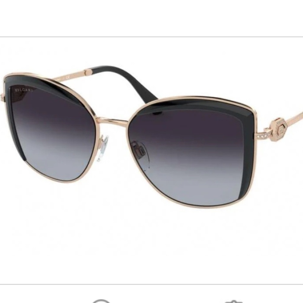 Bulgari Black and Gold Cat-Eye Sunglasses